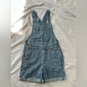 GAP Light Blue Denim Overalls with Floral Detail